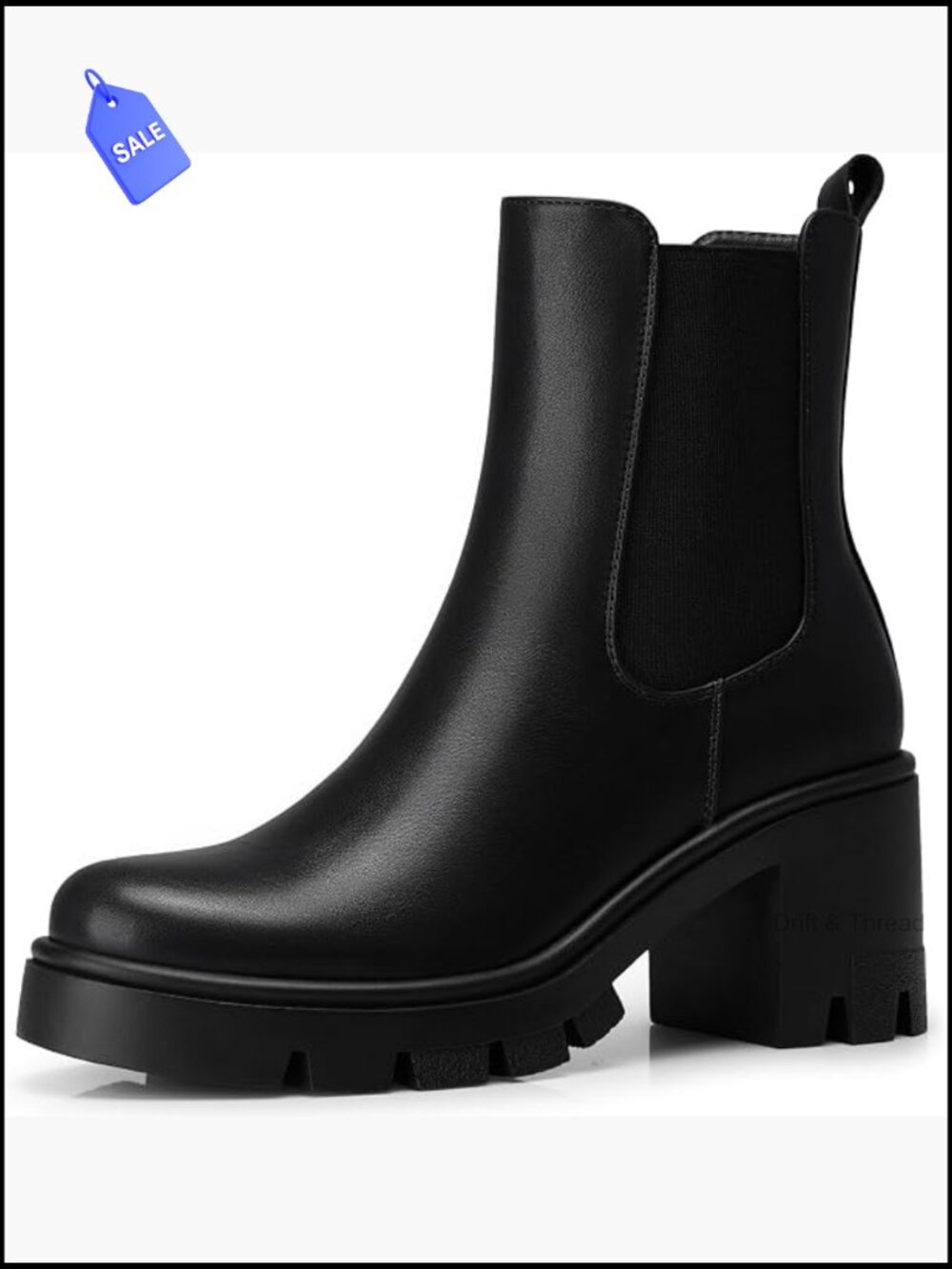 Chelsea Ankle Boots 2.9 Inch Chunky Platform Block Heel Zip Side Fashion